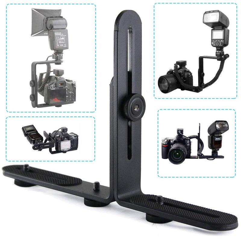 EXMAXÂ® Metal Aluminum Alloy L-Shape Camera Flash Bracket Flashlight Camera Holder Mount Quick Flip DSLR SLR - Image 2